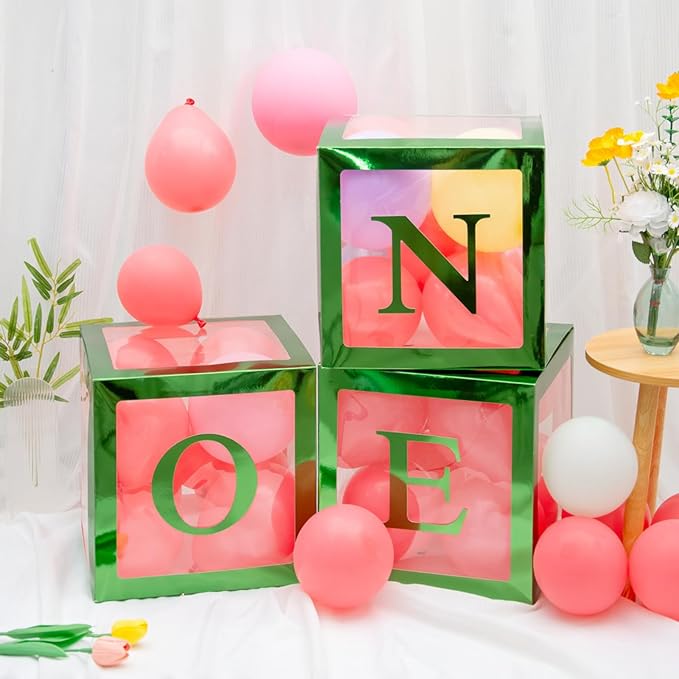 Green One Boxes for 1st Birthday, One Balloon Box by HUAXI