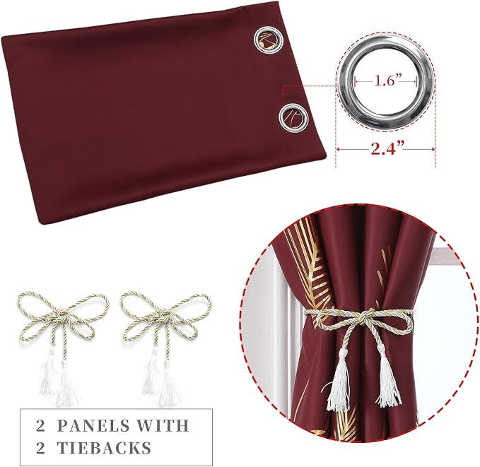 Burgundy Red Blackout Curtains for Bedroom 84 Inches Long, Thermal Insulated - Image 5