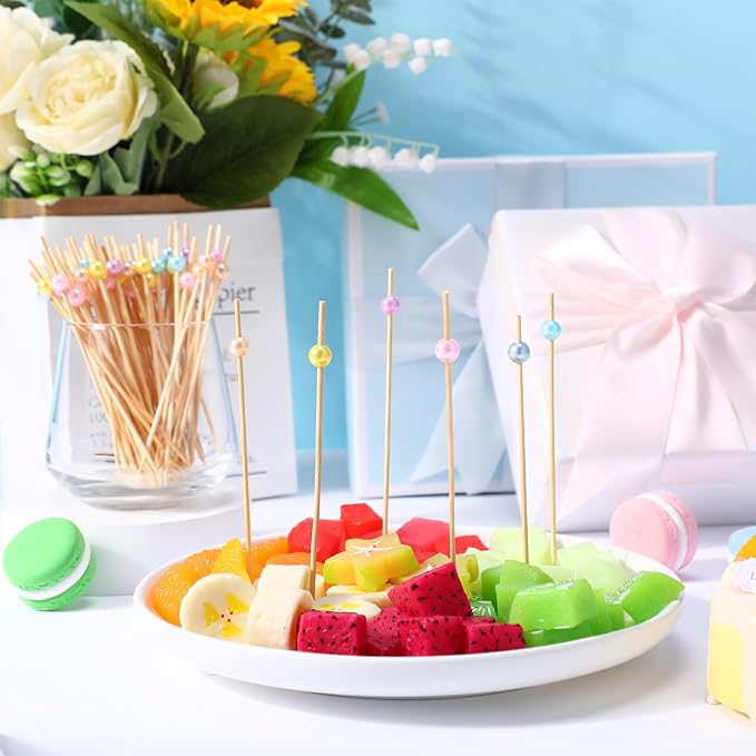 Reallnaive 600 Pcs Cocktail Pick Pearl Fancy Toothpick - Image 3