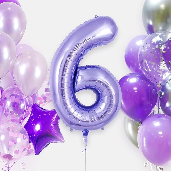 Purple Number 6 Balloon 40 Inch, Big Large Foil Helium Number Balloons - Image 2