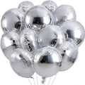 25Pcs Silver Round Shaped Foil Balloons 18 Inch Mylar Balloon | Helium by Unknown
