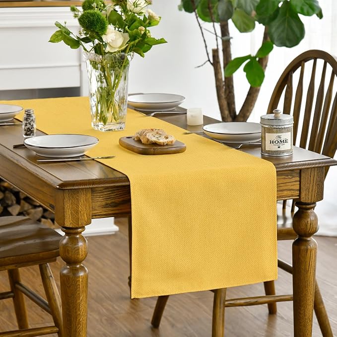 Artoid Mode Yellow Table Runner, Seasonal Summer Fall Washable Kitchen Dining - Image 2