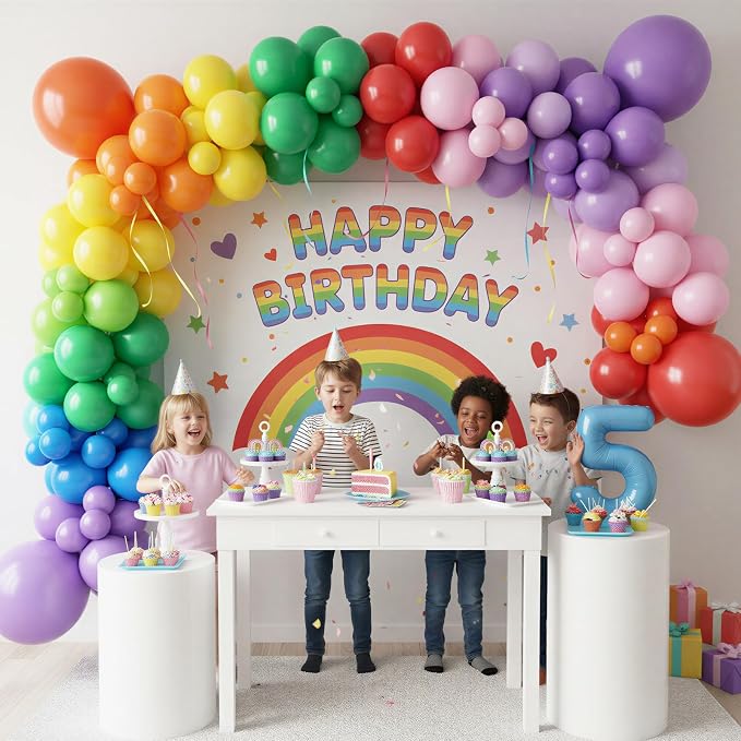 RUBFAC Rainbow Balloons 120pcs 5 Inch Colourful Latex Party Balloons - Image 7