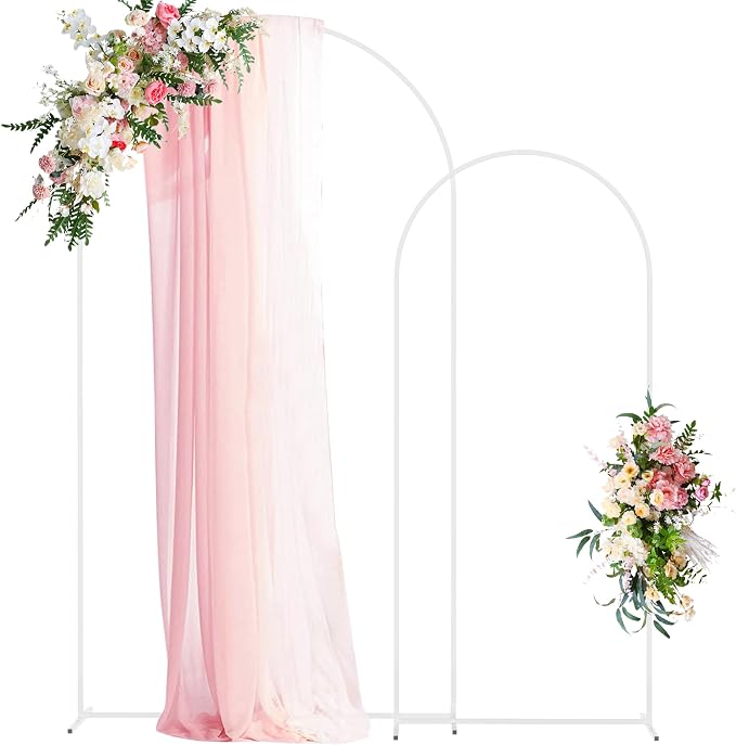Wedding Arch Backdrop Stand 7.2FT, 6FT White Metal Arch Stand Set | Metal Arch by Wokceer
