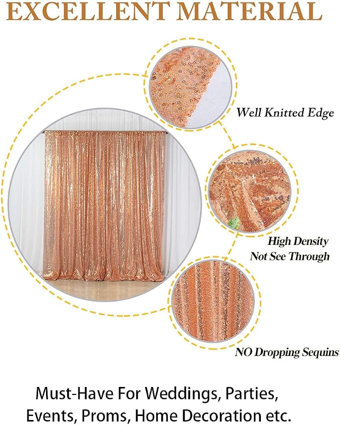 ShinyBeauty Rose Gold Sequin Backdrop 7FTx7FT | Photo Booth Backdrops, Wedding - Image 4