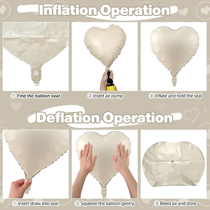 Cream Brown Heart Balloons - Image 6