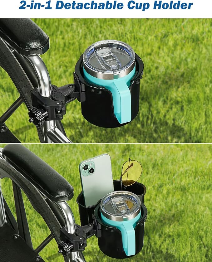 JOYTUTUS Wheelchair Cup Holder, 2-in-1 Walker Cup Holder - Image 8