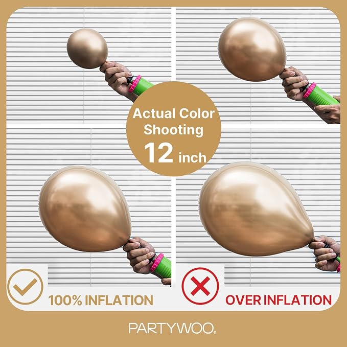 PartyWoo Metallic Gold Balloons 50pcs Chrome Gold Color 12 Inch | Balloons - Image 6