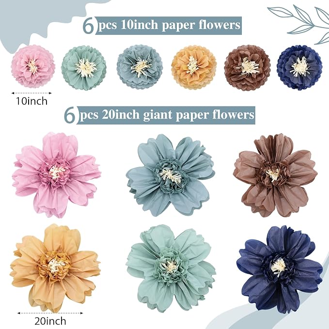 TaoBary Large Colorful Tissue Paper Flowers Giant Fiesta Paper Pom Poms - Image 2