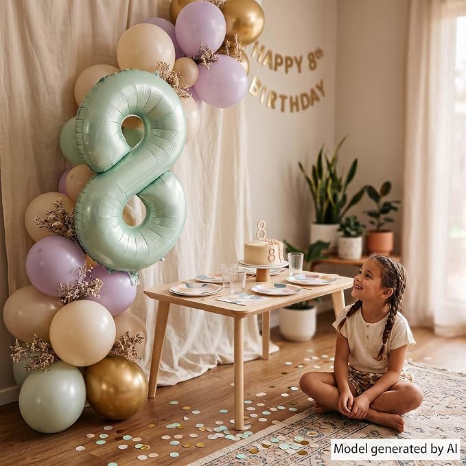 Olive Green Number 8 Balloon 40 Inch, Focal Prop - Image 6