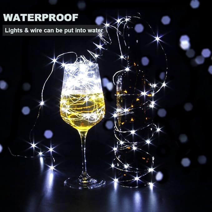 CYLAPEX 12 PCS Fairy Lights Cool White 3.3FT Silvery Copper Wire 20 LED String Lights Battery Powered, Starry String Lights Battery Operated Firefly Lights for Costume DIY Wedding Home Party Christmas