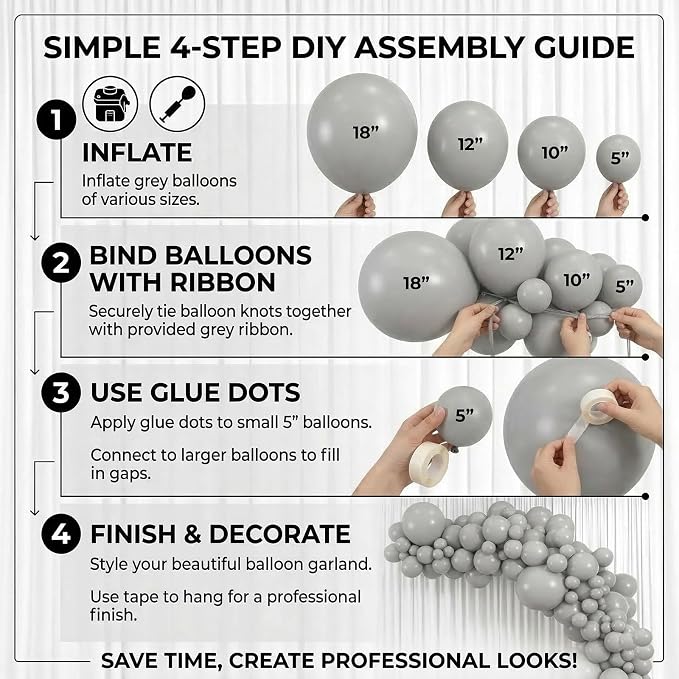 Gray Balloons, Baby Shower, Anniversary, Graduation, Party Decorations - Image 7