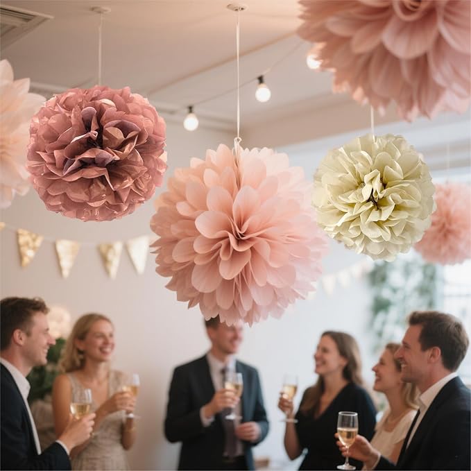 We Moment Blush Pink Rose Gold Tissue Paper Flowers Decorations - Image 5