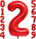 Red 2 Number Balloons, 40 Inch 2 Balloons Foil Mylar Helium Big Red 2 Balloon by BBPOOL