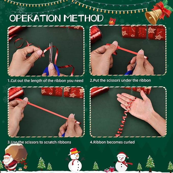 3 Rolls Holiday Ribbon, Christmas Curling Ribbon - Image 3
