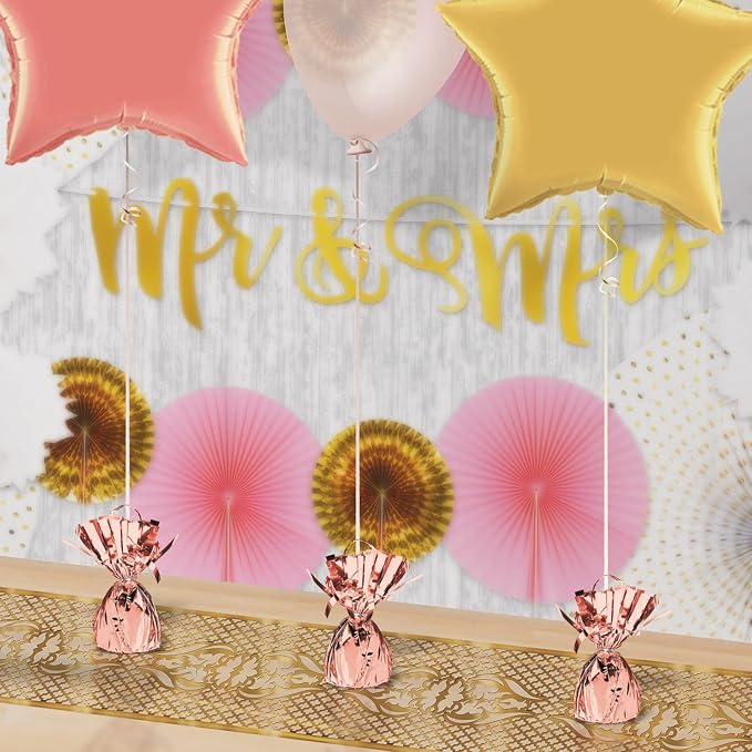 Beistle Metallic Wrapped Balloon Weight – 6 Pack, Rose Gold Balloon Centerpiece - Image 5