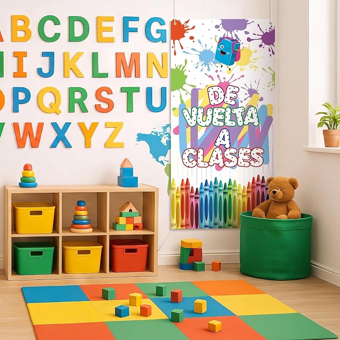 HunnmingRe De Vuelta a Clases Crayon Classroom Door Decor Bienvenidos Banner En - Image 4