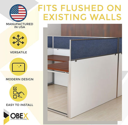 OBEX Acoustical Cubicle Privacy Screen Extender Desk Panel & Office Divider, Add Separation & Block Noise, 12" x 24", Twilight
