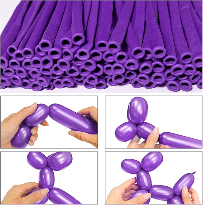 LXZFCRG 260 Long Balloons, Shiny Metallic Latex Twisting Balloon - Image 3