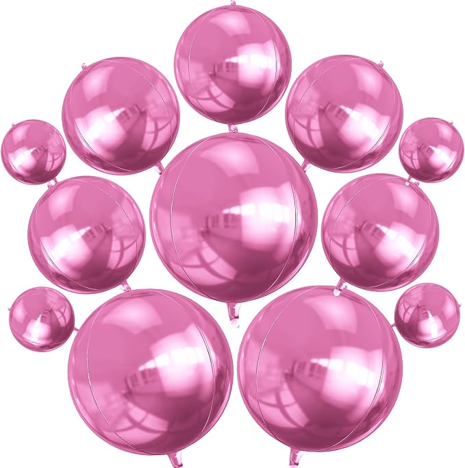 HILAVO 12PCS Pearl Pink Round Foil Balloons - Image 6