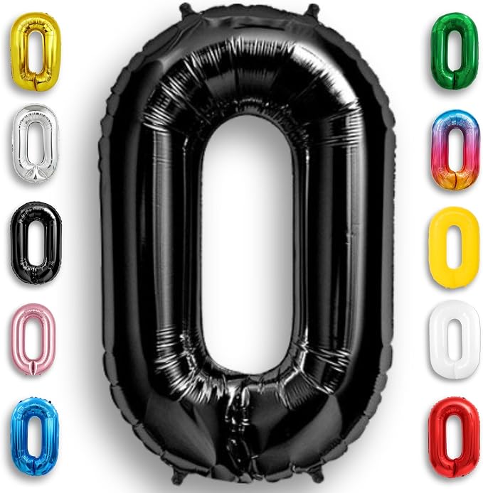 Black Number Balloon 0 Mylar Foil Balloons 40 inch by Unknown