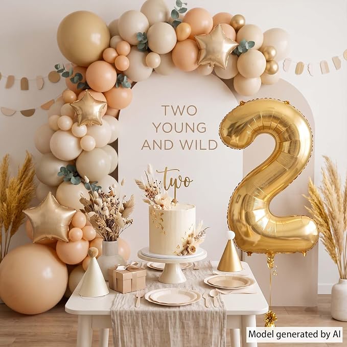 White Gold Number 2 Balloon 40 Inch, Foil Numeral - Image 3