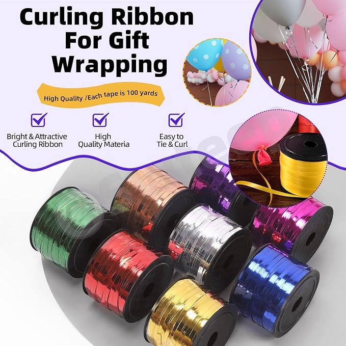 Swpeet 9Pcs 1/5" Wide x 100 Yards Christmas Ribbon - Image 4