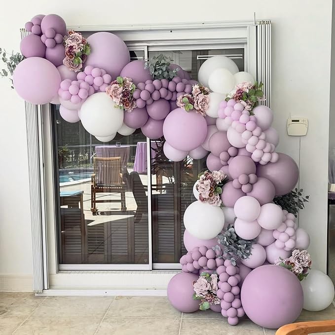 Awenztech 122pcs Dusty Purple Latex Balloons in 18 12 10 5 inches | Boho - Image 9