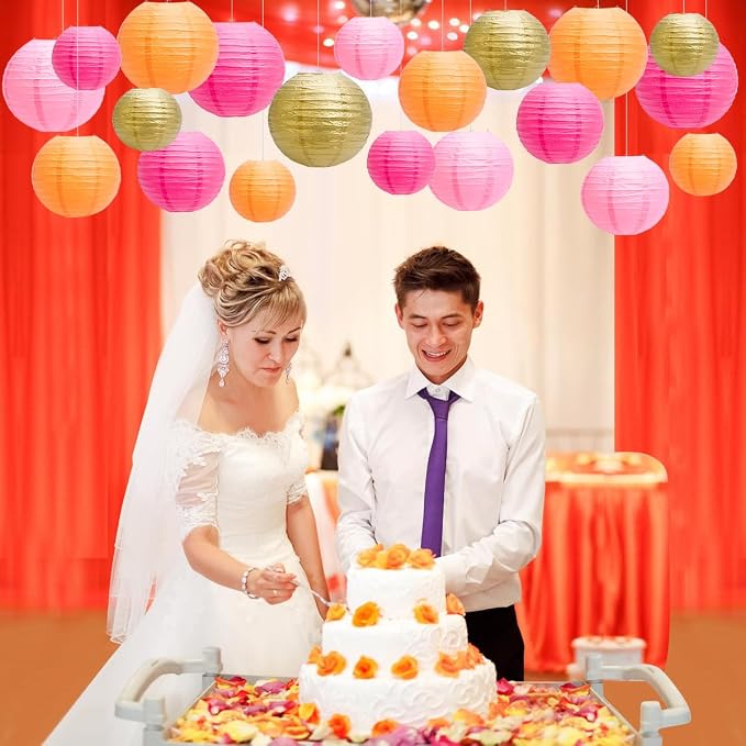 Paper Lanterns Party Decorations, Hanging Round Chinese Lanterns - Image 4