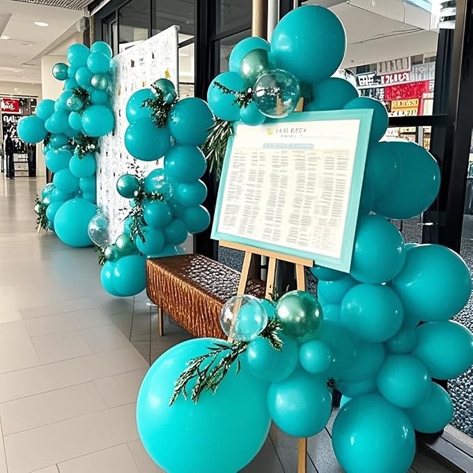Turquoise Blue Peacock Blue Balloons 145pcs Different Sizes 5in 10in 12in 18in - Image 5