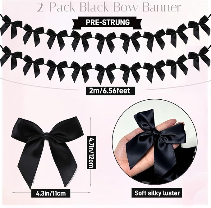 2pcs Bow Garland Banner, Ribbon Bow Party Decorations - Image 2