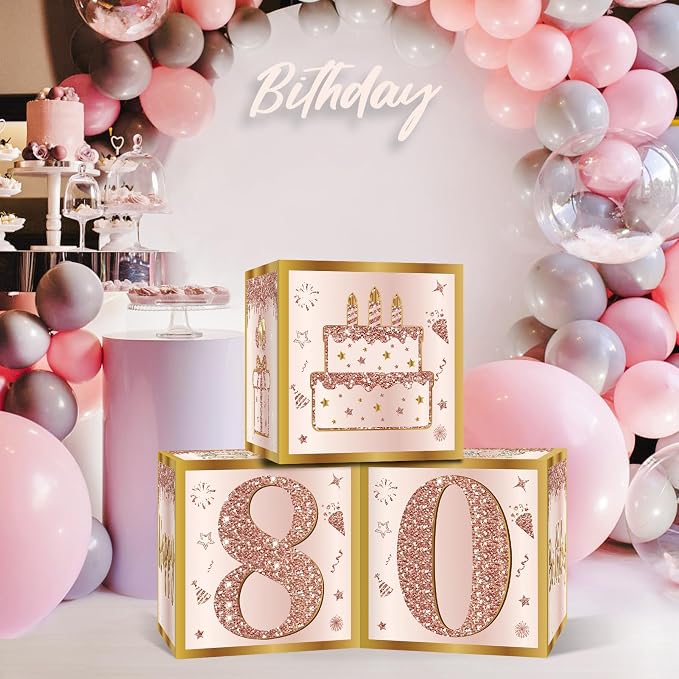Guiruiy 3Pcs 80th Birthday Decorations Balloon Gift Boxes - Image 4
