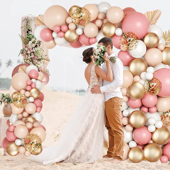 Blush Pink White Gold Nude Balloons Arch Kit, Party Decor. | Blush Retro Pink - Image 4