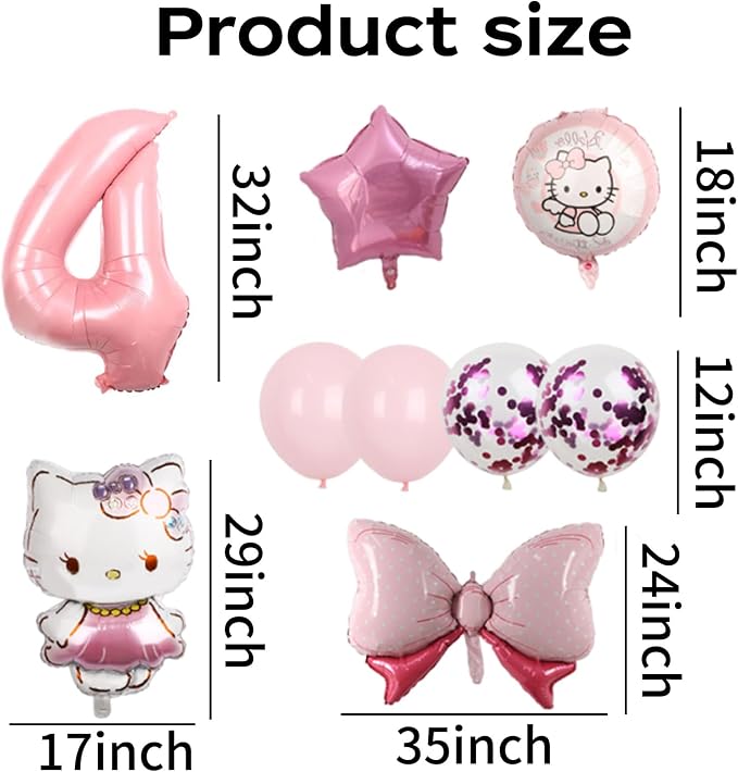 Cartoon Party Balloons, Cute Number 4 Balloon - Image 2