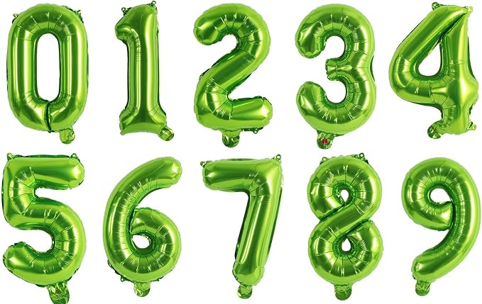 TONIFUL 16 Inch 10 Pcs Light Green 0-9 Birthday Number Balloons | Small Custom by TONIFUL
