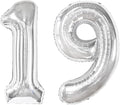 19 Balloon - Silver Birthday Number Balloons, 40 Inch Decorations Men Women | by ALPHADELTAPI