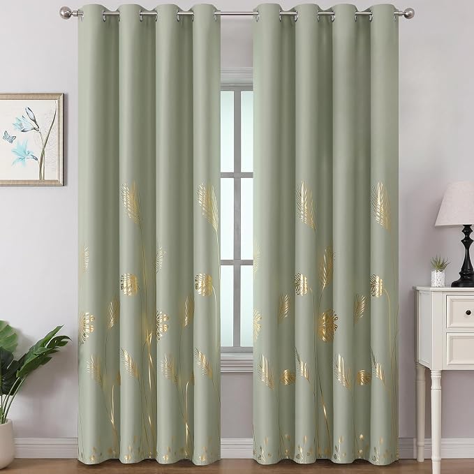 Sage Green Blackout Curtains 102 Inches Long by ESTELARTEXTILER
