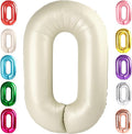 Number 0 Balloons Birthday Decorations, 40In Cream Balloons by Mluchee