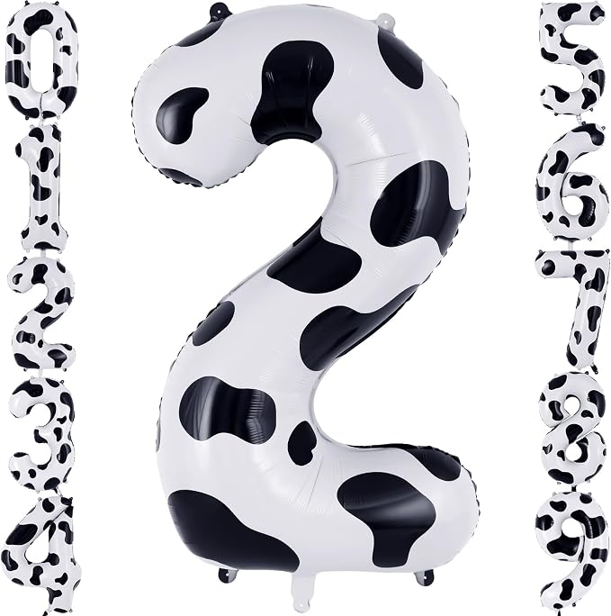 Cow Print Number 2 Balloon, Large 40 Inch Cow Number Birthday Balloons by AIQINHU