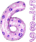 40 Inch Pink Dog Paw Balloons, Numeral 6 Birthday Balloons by AXBMM