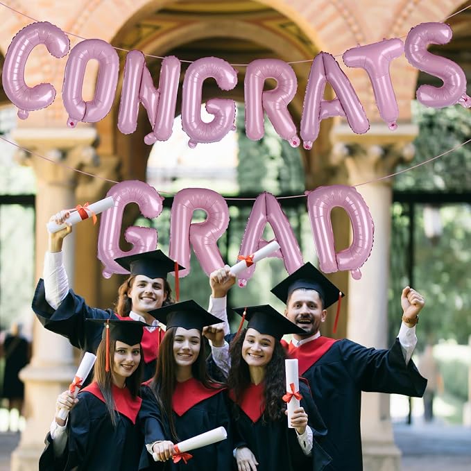 16 Inch Pink Congrats Grad Banner Balloons, Graduation Decorations 2026 - Image 5