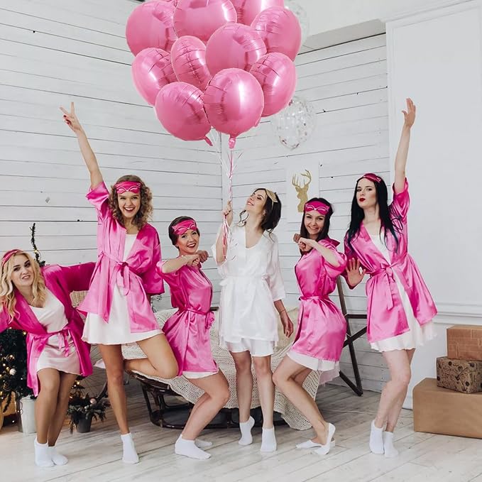 TONIFUL 30Pcs 18 Inch Round Balloons Large Pink Round Shape Foil Ballons Big - Image 6