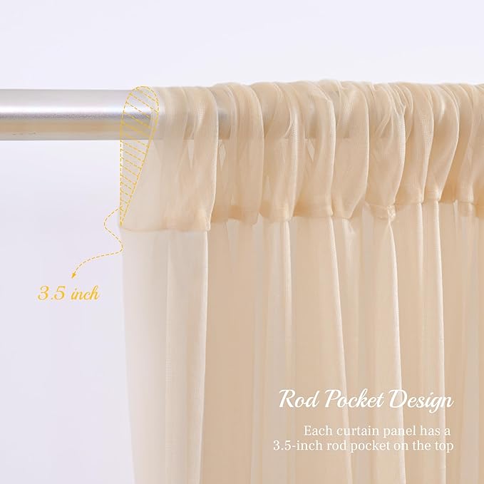 30x10ft Champagne Tulle Backdrop Curtain - Image 5