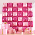 36pcs Hot Pink Square Foil Balloons Wall Backdrop, Double Sided Magenta Mylar by ZizasAry