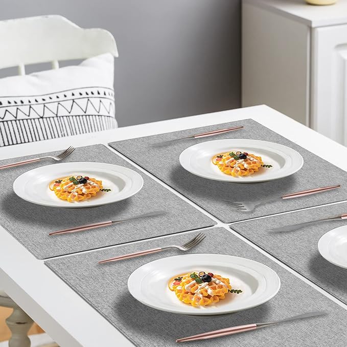 Cloth Placemats Set of 6, Cotton Linen Blend Machine Washable Durable Linen - Image 4