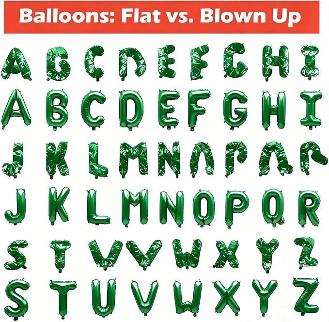 52 Pcs Green Letter Balloons, Custom 2 Set A-Z Set - Image 4