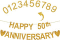 Happy Anniversary Banner, Custom Gold Glitter 10 20 30 40 50 60 70 80 90th Any by Unknown