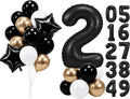 PartyWoo Number Balloons 40 Inch Black Number 2 Kit 25pcs by PartyWoo