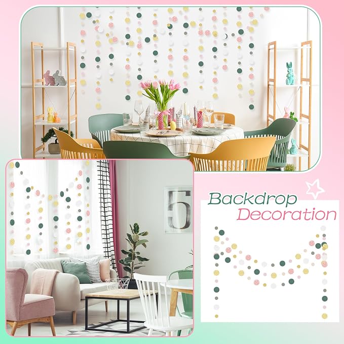 Outus 5 Pieces Colorful Circle Garland Banner Hanging Paper Dot Decorations - Image 5