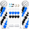 Kasyat 2 Sets Volleyball Balloon Column Stand Kit Blue Black White Volleyball by Kasyat